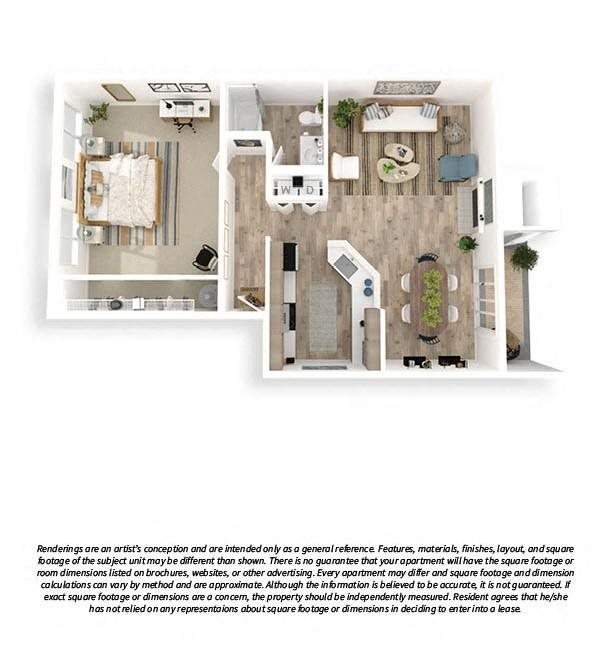 1x1 Large Premium floor plan